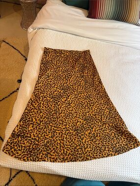 & Other Stories Mustard Leopard A-Line Skirt